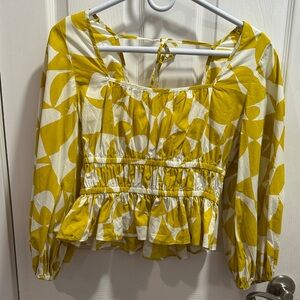 Stylish Yellow Patterned Blouse